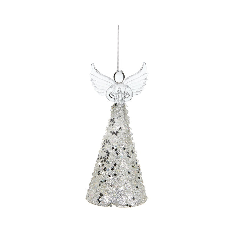 Premier Glass Angel With Silver Beaded Detail