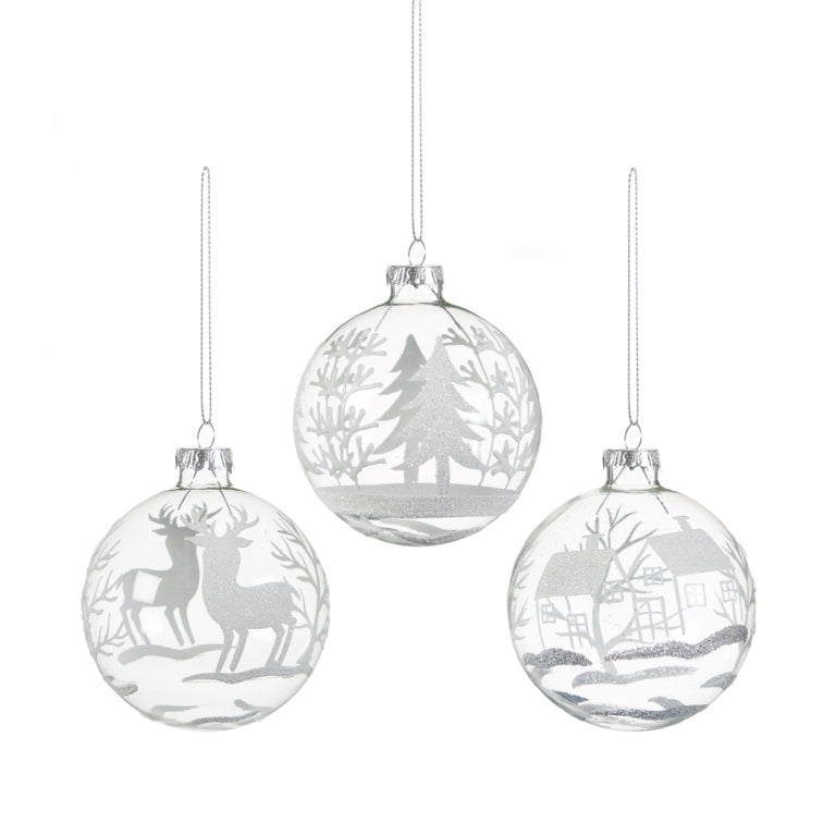 Premier White Design On Clear Bauble