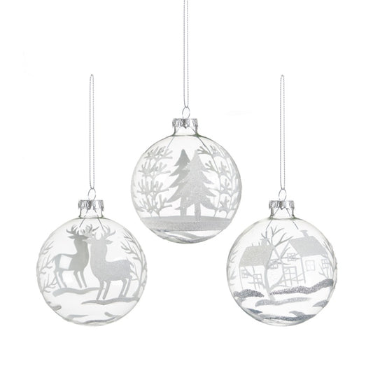 Premier White Design On Clear Bauble