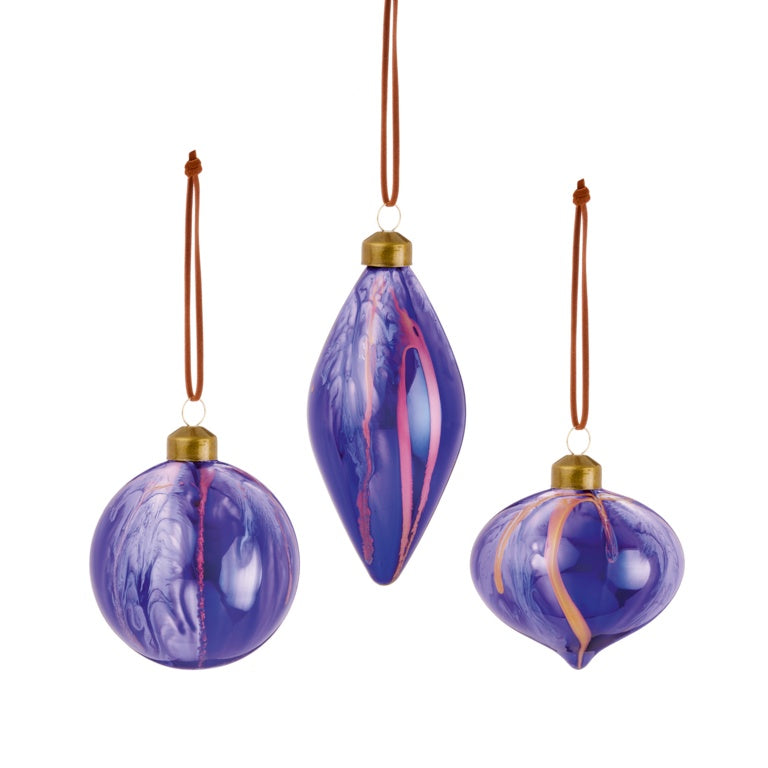 Premier Lilac Marble Glass Shaped Bauble