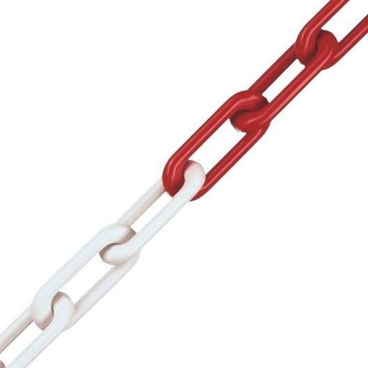 Cadena de plástico de eslabones cortos Securit rojo/blanco