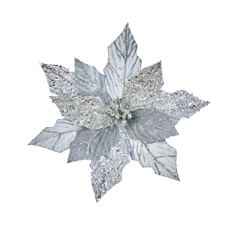 Premier Silver Glitter Velvet Poinsettia