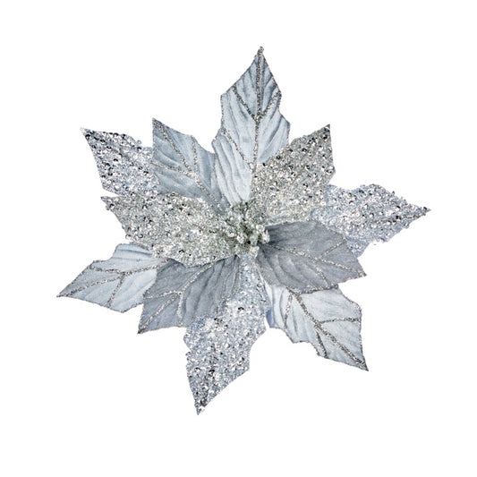 Premier Silver Glitter Velvet Poinsettia