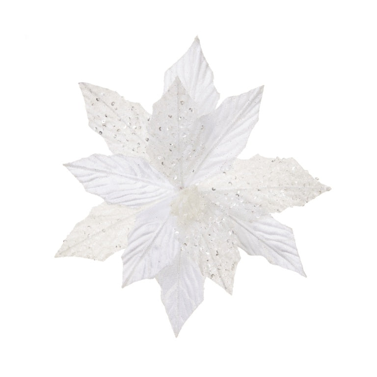 Premier White Glitter Leather Poinsettia