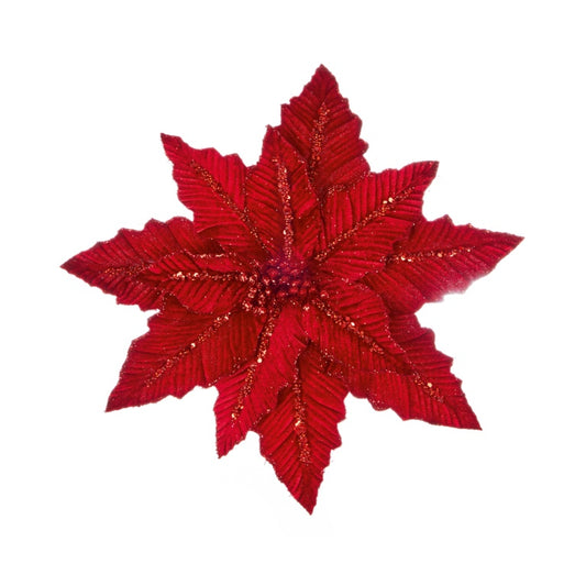 Premier Red Velvet Poinsettia With Clip