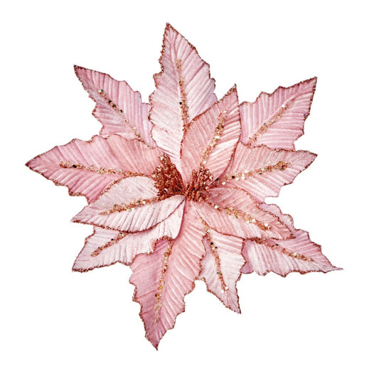 Premier Pink Velvet Poinsettia With Clip