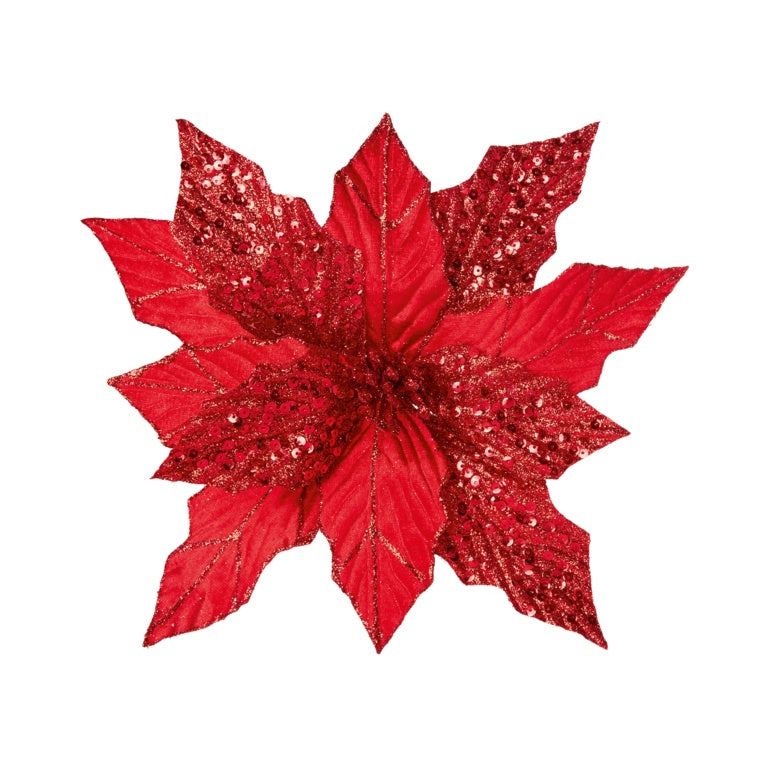 Premier Red Glitter Leather Poinsettia