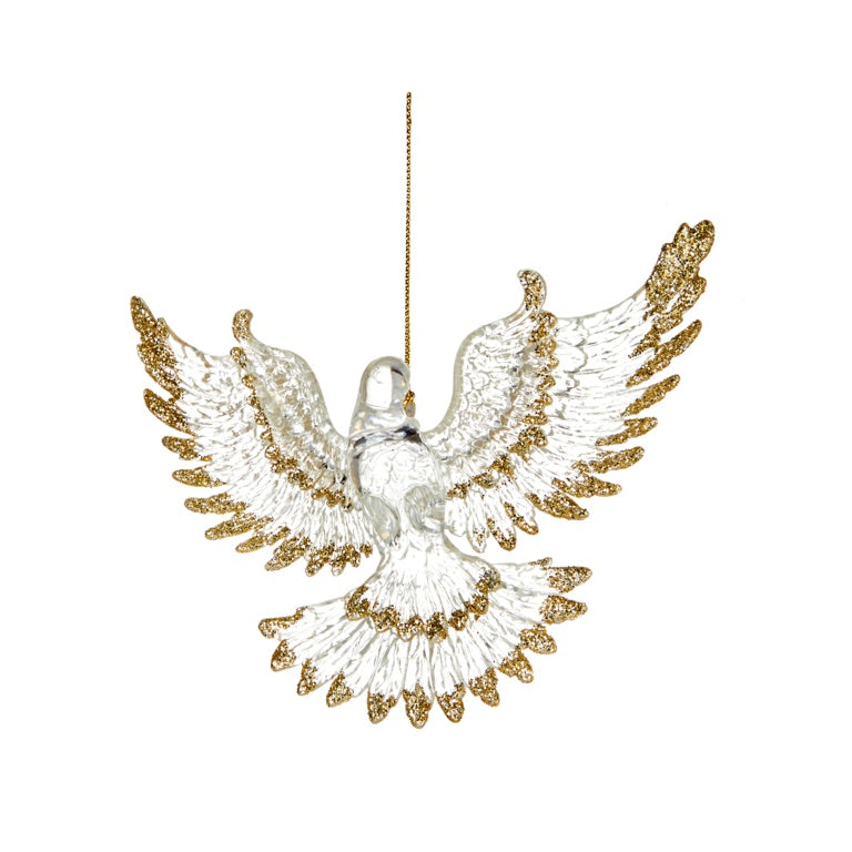 Premier Clear Dove With Glitter Edges Hanging Decoration