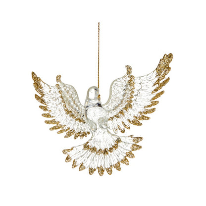 Premier Clear Dove With Glitter Edges Hanging Decoration