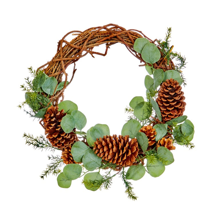 Premier Wicker Wreath With Pine Cone