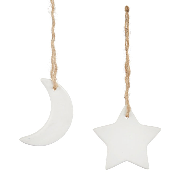 Premier White Matte Ceramic Star & Moon