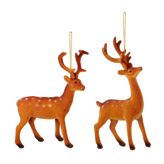 Premier Flock Stag Hanging Decoration Assorted