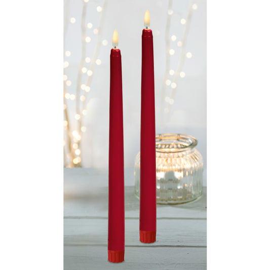 Premier Red Taper Candles With FlickaBright Flame