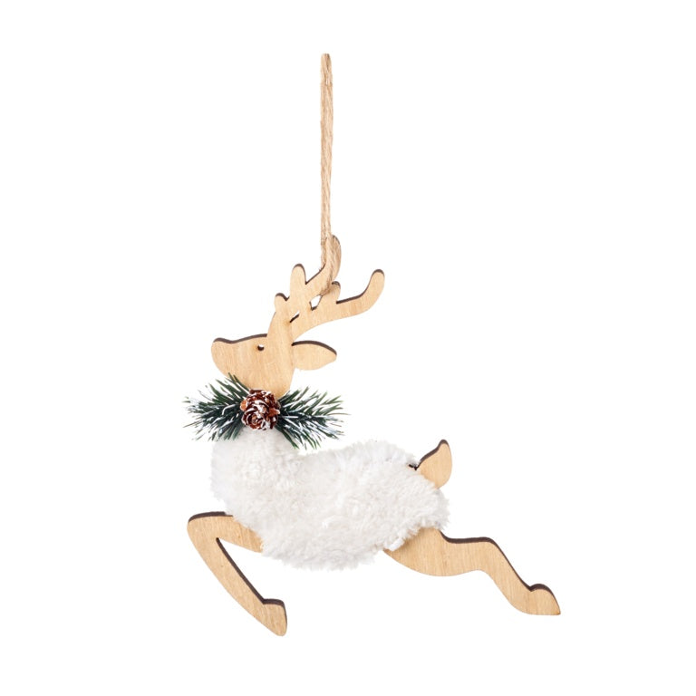 Premier Wooden Shape Reindeer Hanging Decoration