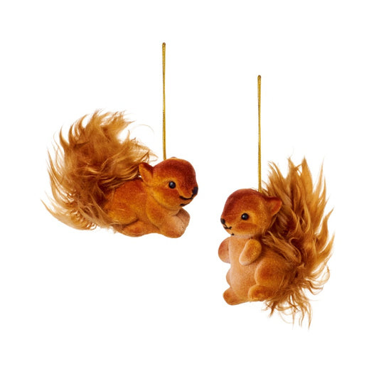 Premier Flock Squirrel Hanging Decoration Assorted