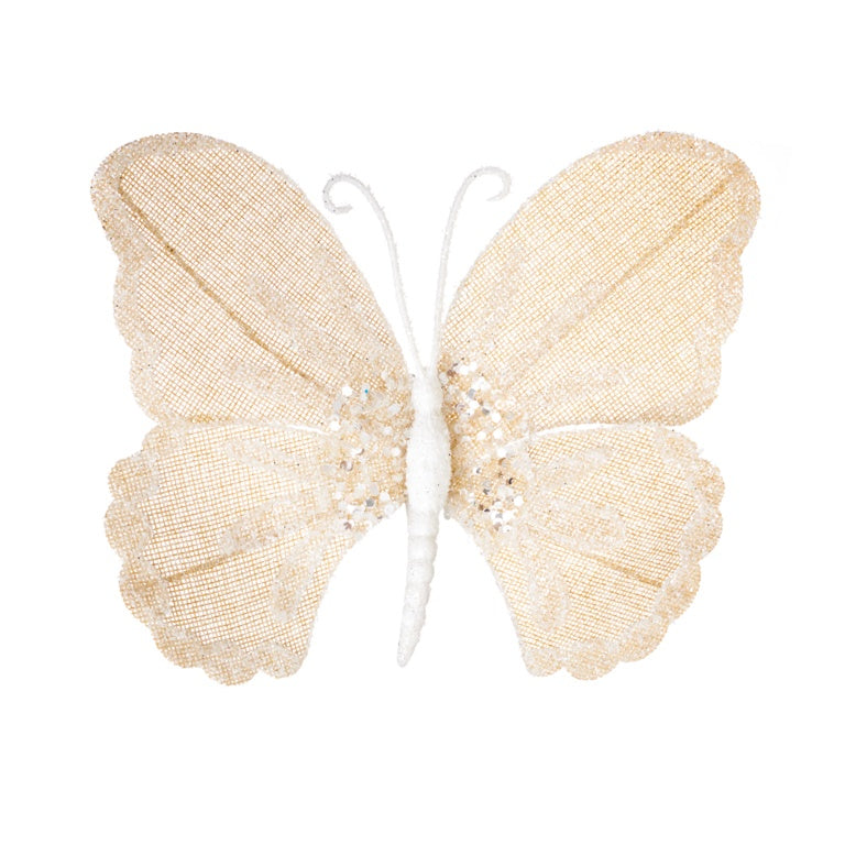 Premier Jute Butterfly With White Glitter Edging