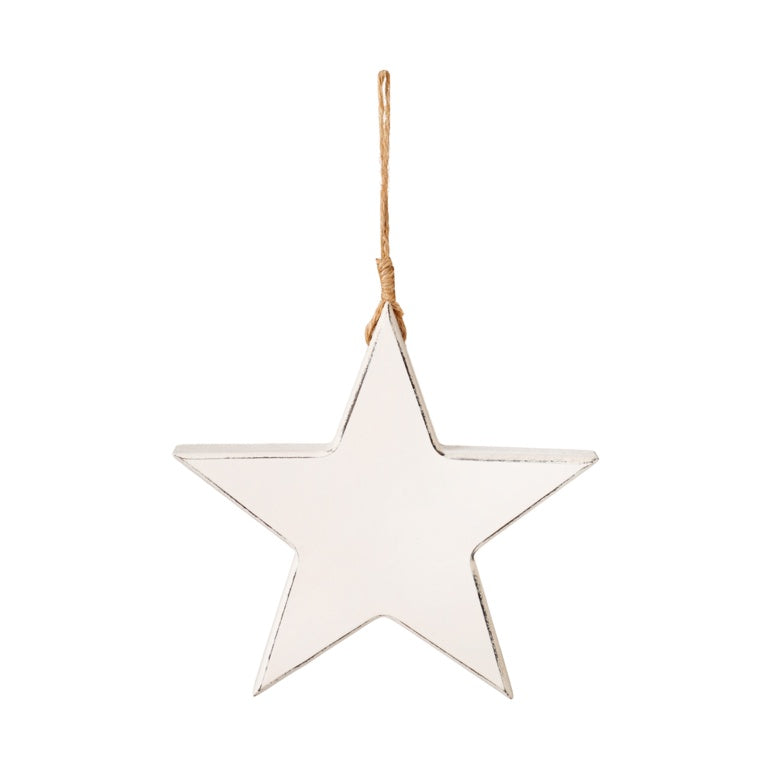 Premier White Wood Star Hanging Decoration