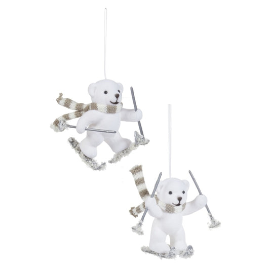 Premier Flock Polar Bear Hanging Decoration Assorted