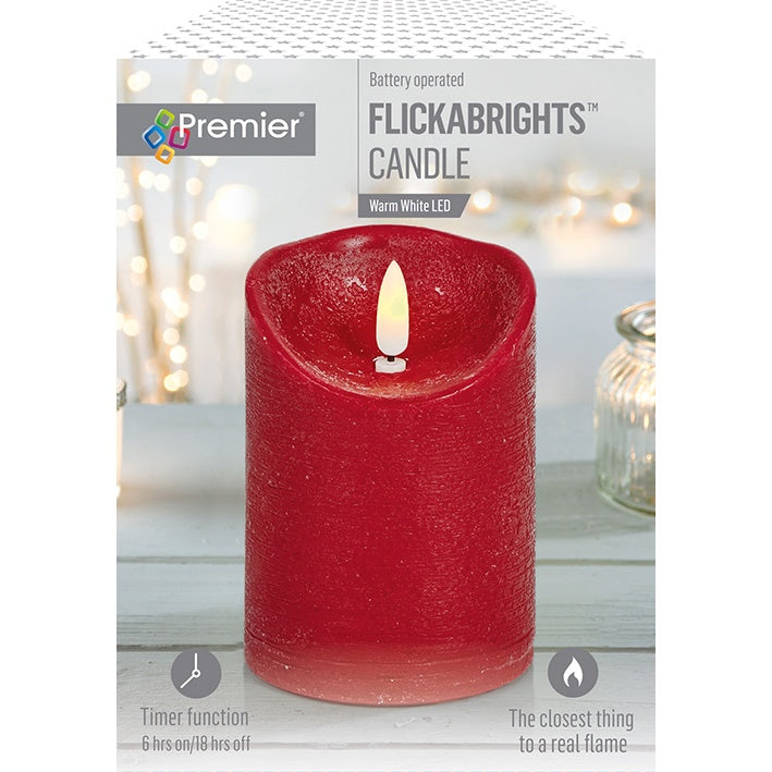 Premier Red Flickabrights Textured Candle