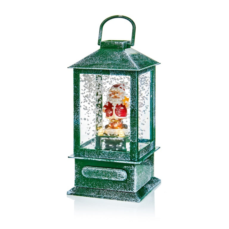 Premier Lit Green Musical Snowing Lantern