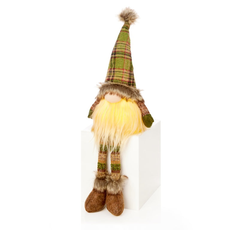 Premier Lit Green Tartan Sitting Gonk With Leg