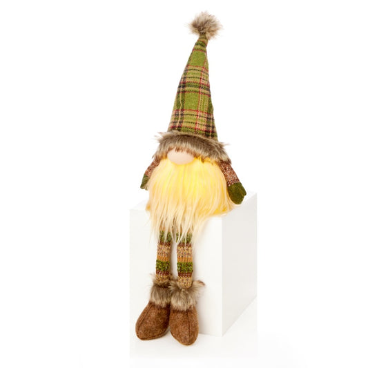 Premier Lit Green Tartan Sitting Gonk With Leg