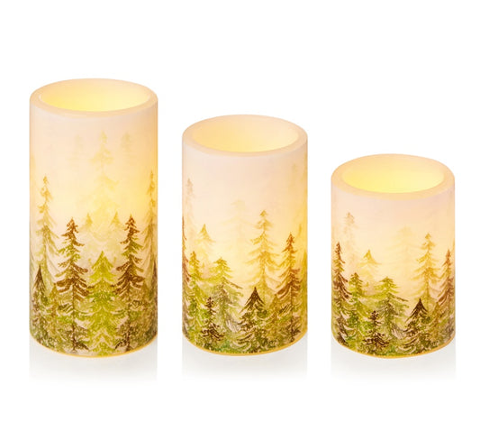 Premier Flickering Candles With Tree Design