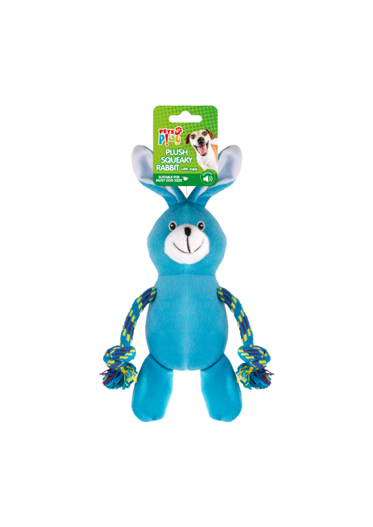 Pets at Play Squeaky Rabbit With Rope Arms