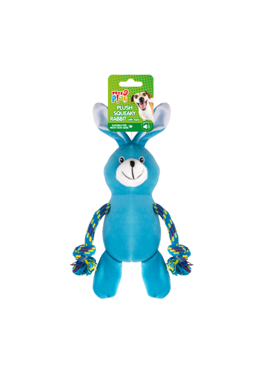 Pets at Play Squeaky Rabbit With Rope Arms