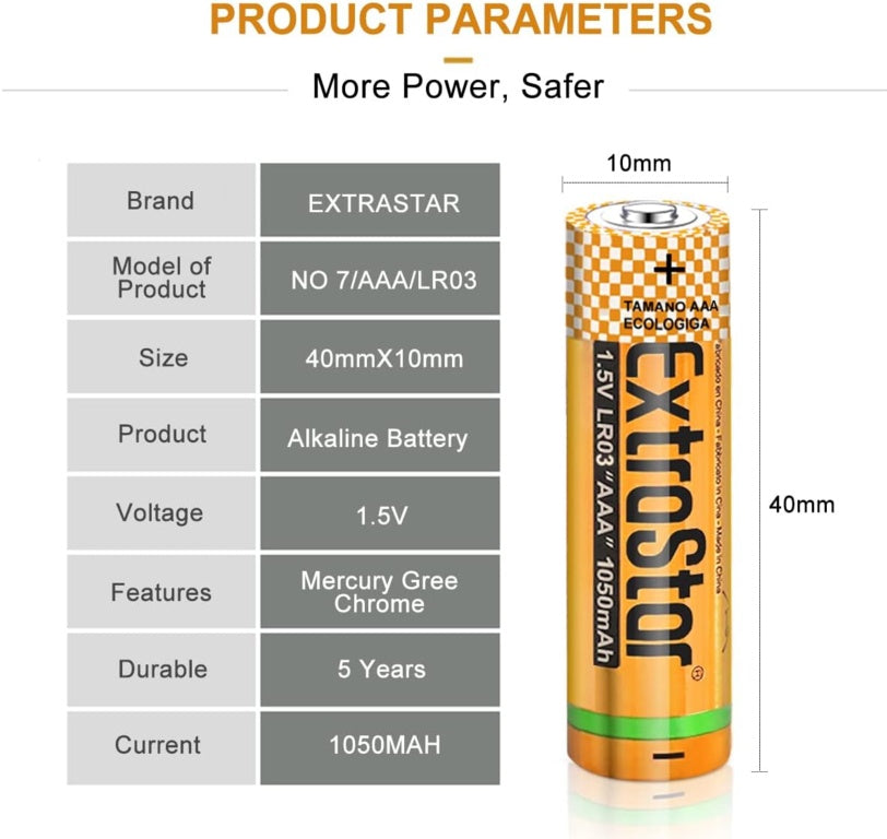 Extrastar Alkaline Batteries 1.5v Aaa