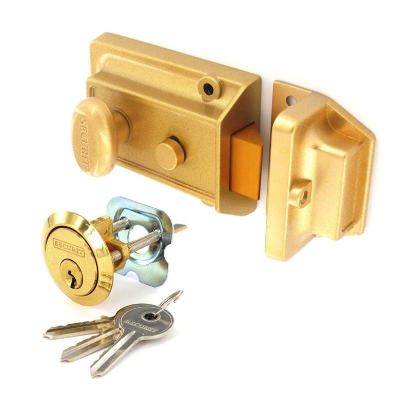 Securit Champagne Finish Standard Nightlatch