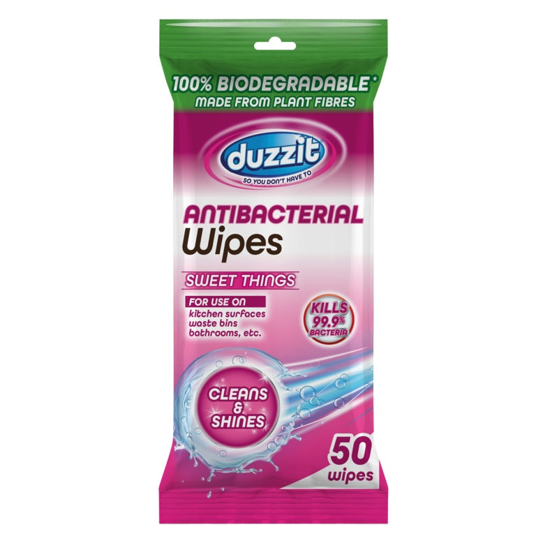 Duzzit Biodegradable Anti Bacterial Wipes Sweet Thing / 50 Pack