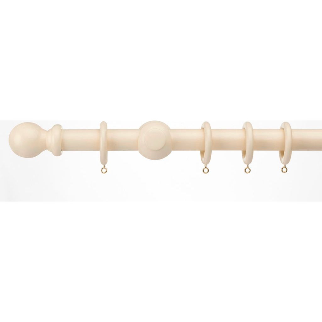 Universal Ball Finial Wooden Pole Cream