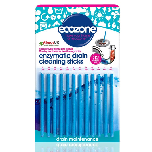 Ecozone Enzymatic Drain Sticks Fragrance Free Blue