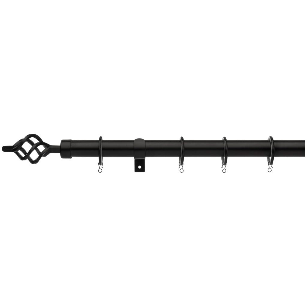 Universal Fixed Length Curtain Pole Black 28mm