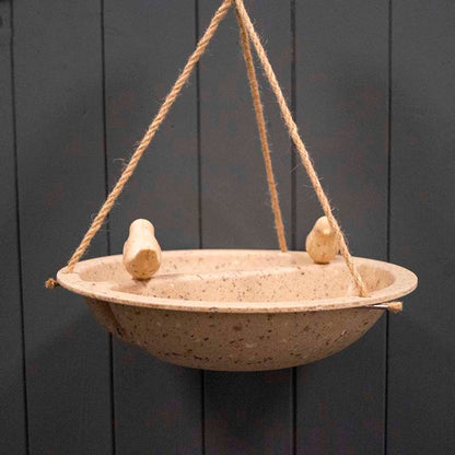 Earthy Sustainable Hanging Bird Bath & Feeder