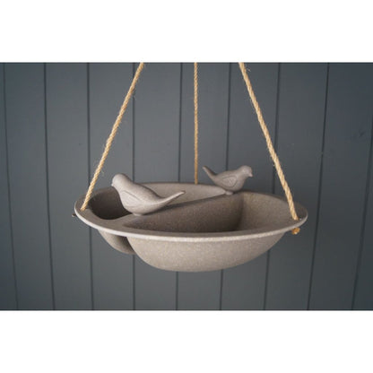 Earthy Sustainable Hanging Bird Bath & Feeder