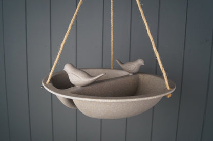 Earthy Sustainable Hanging Bird Bath & Feeder