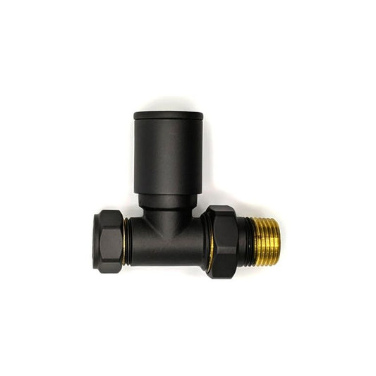 Kvit Black Radiator Straight Valve Pair