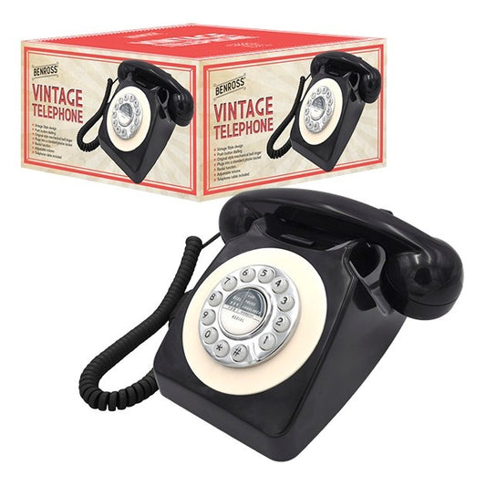 Global Gizmos Black Retro Telephone