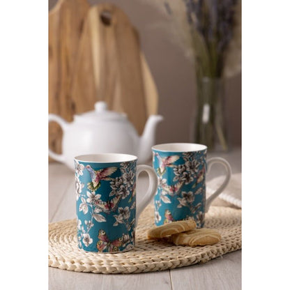 Price & Kensington Hummingbird Floral Teal Mug