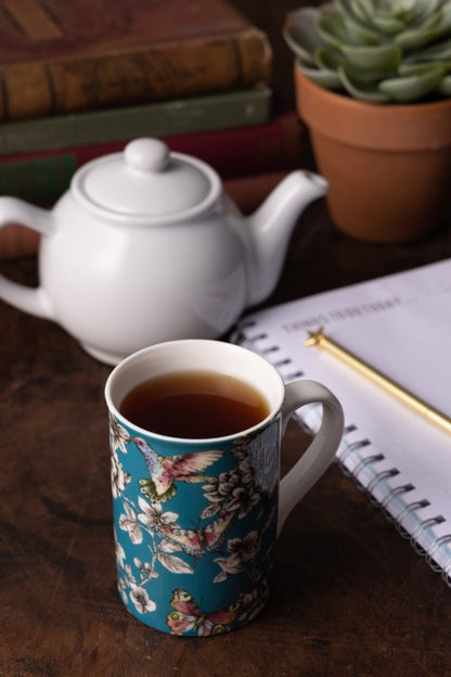 Price & Kensington Hummingbird Floral Teal Mug