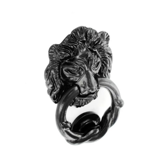 Aldaba Securit negra antigua con cabeza de león
