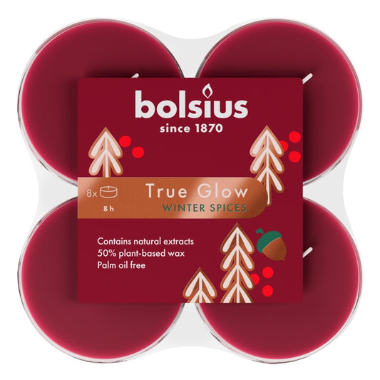 Bolsius Maxi Light Clear Cup 8 Winterspice / Rouge