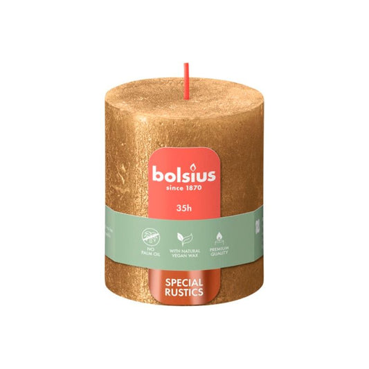 Bolsius Rustic Pillar Candle Shimmer Gold