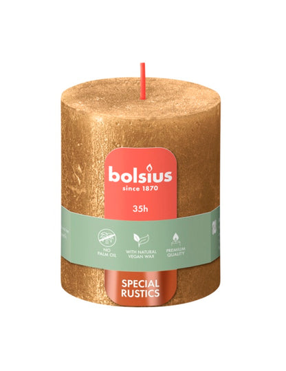 Bolsius Rustic Pillar Candle Shimmer Gold