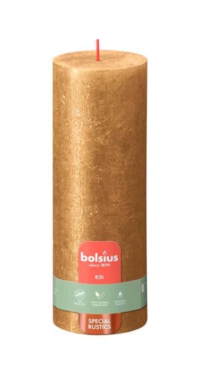 Bolsius Rustic Pillar Candle Shimmer Gold