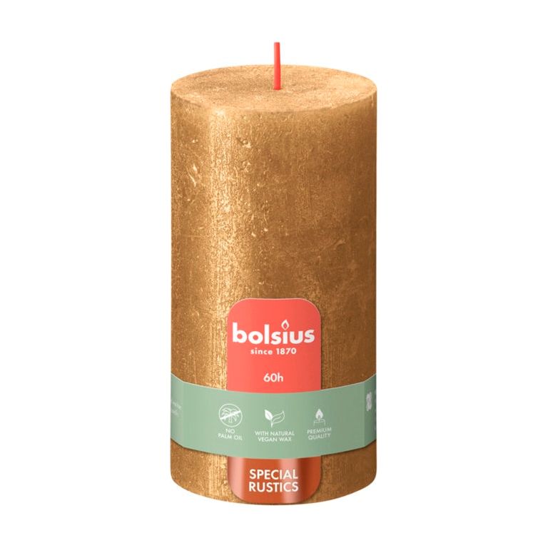 Bolsius Rustic Pillar Candle Shimmer Gold