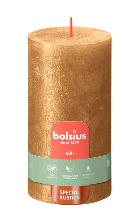 Bolsius Rustic Pillar Candle Shimmer Gold