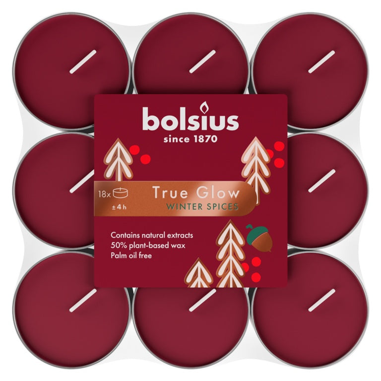 Bolsius True Glow Fragancia Tealight Winterspice / Rojo